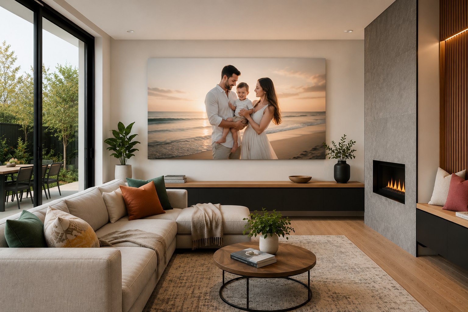 Custom canvas print in a modern living room